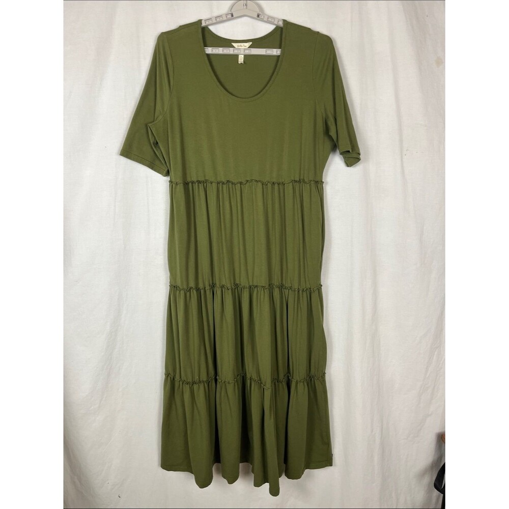 Matilda Jane Olive You Always Green Women's Tiered Midi Dress